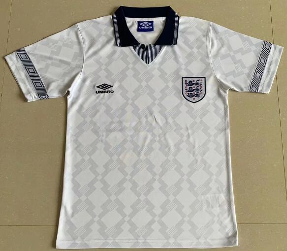 1990 England Retro Home Kit Soccer Jersey